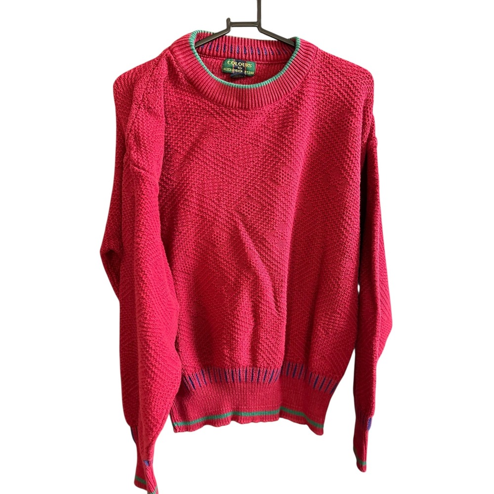 Colours by Alexander Julian Red Textured Cotton Crewneck‎ Sweater L